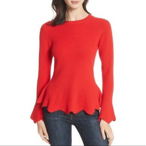 red peplum sweater
